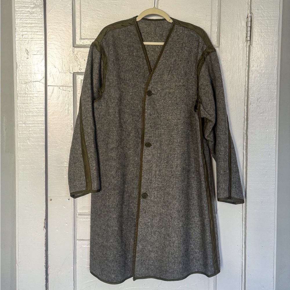 Vintage Military Field Liner Gray Wool Coat